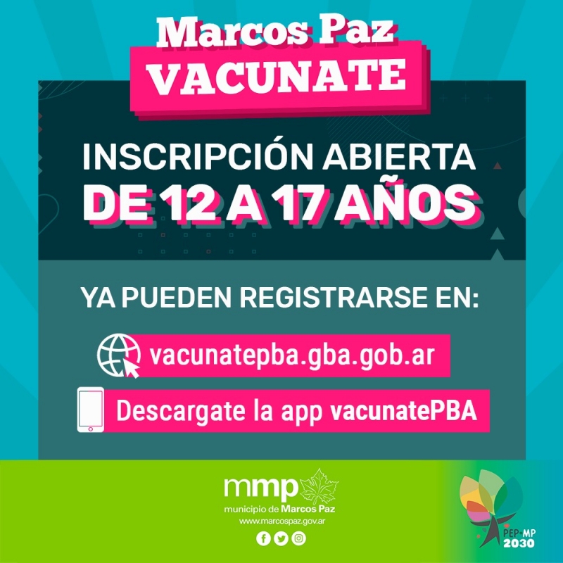 Inscripción abierta de 12 a 17 años