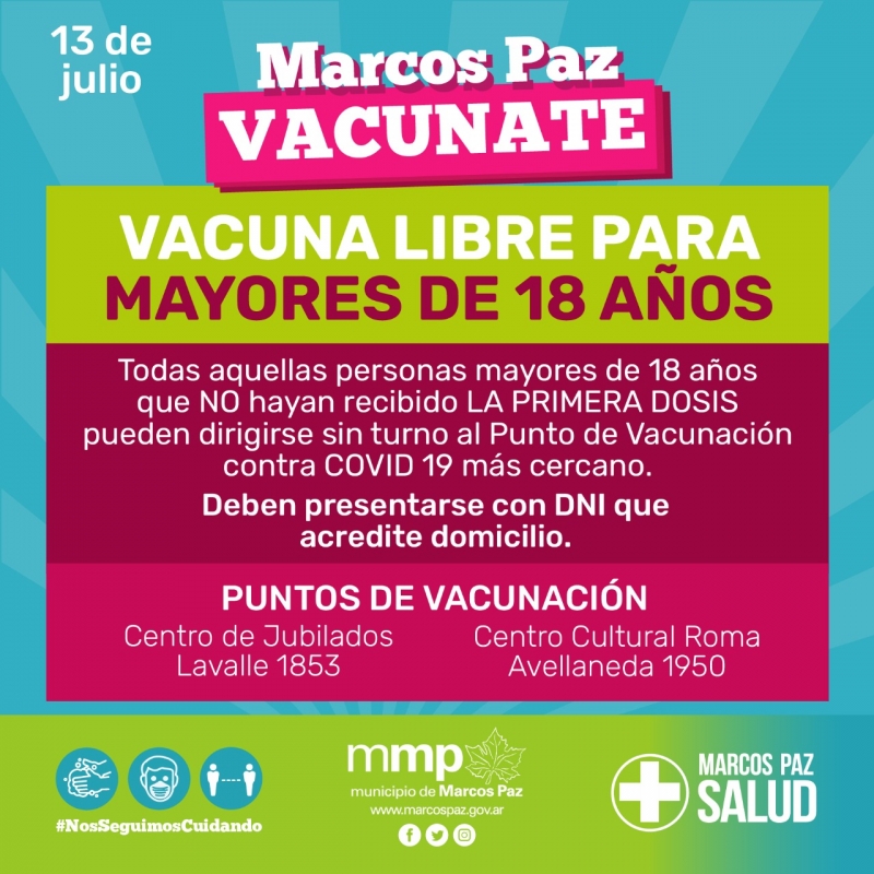 Vacuna libre para mayores de 18 años