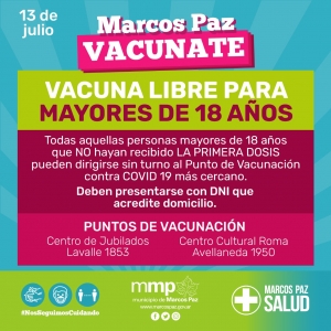 Vacuna libre para mayores de 18 años