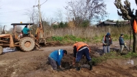 Zanjeo y canalización de desagües pluviales en Pellegrini