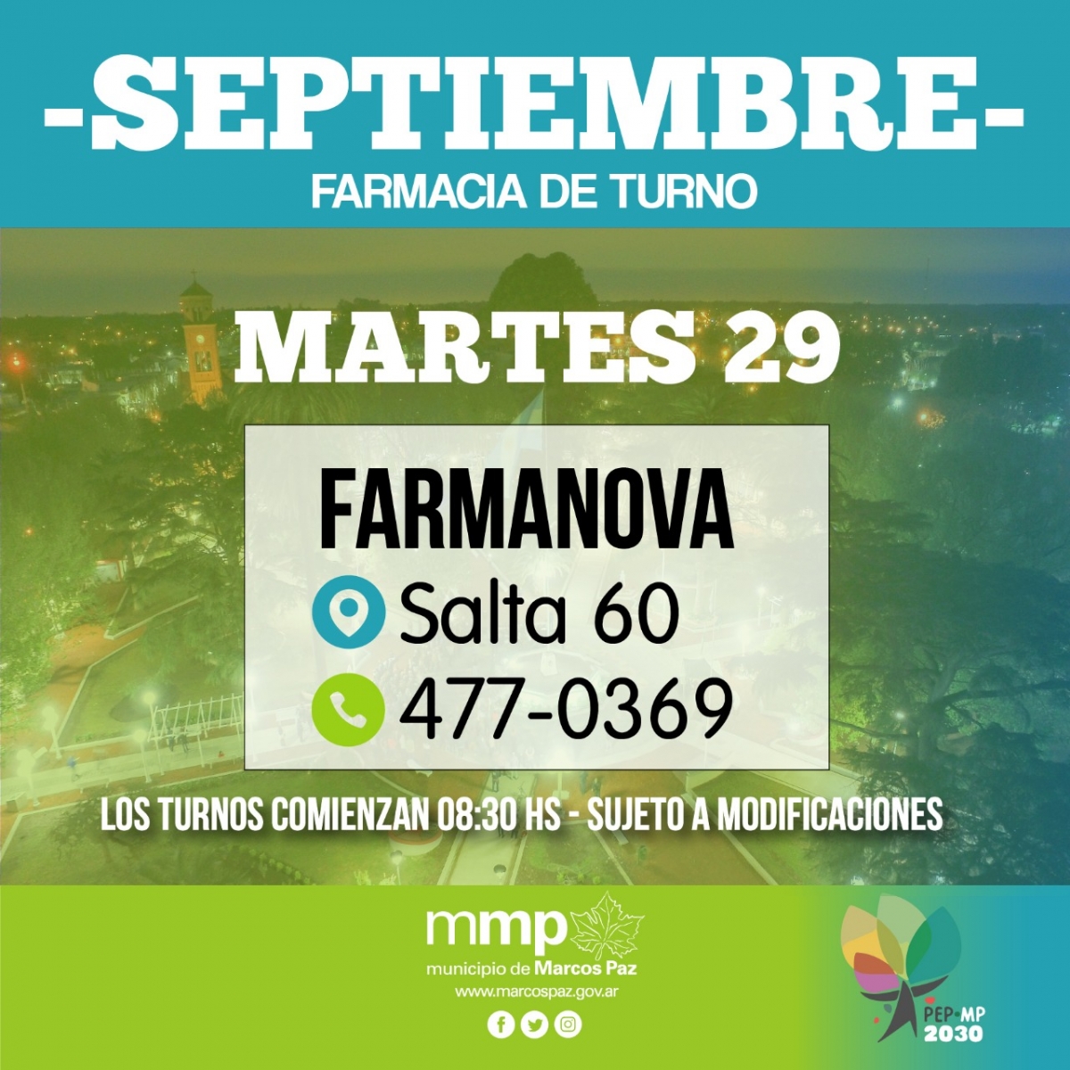 Farmacia de turno de hoy, 29/09