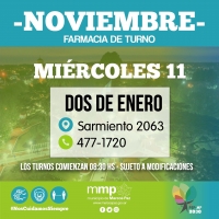 Farmacia de turno de hoy, 11/11