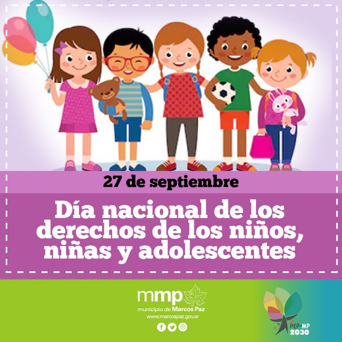 27 de septiembre: Día Nacional de los derechos de los niños, niñas y adolescentes.