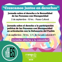 2 y 4 de septiembre, encuentros “Crezcamos juntos en derechos”