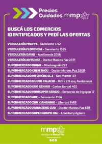 Lista de comercios adheridos a Precios Cuidados