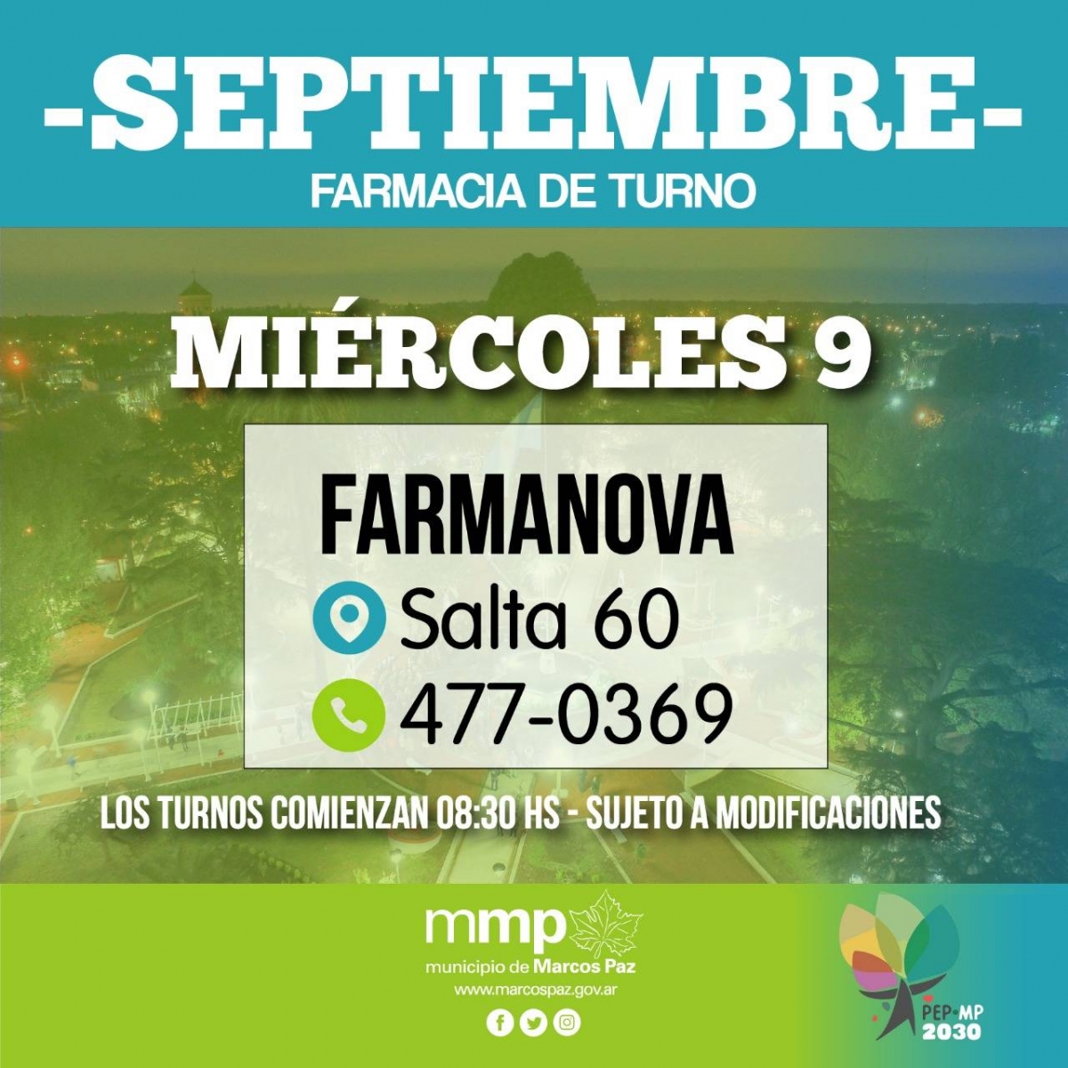 Farmacia de turno de hoy, 07/09