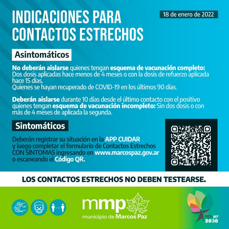 Indicaciones para contactos estrechos