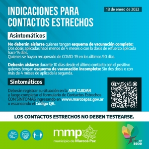 Indicaciones para contactos estrechos