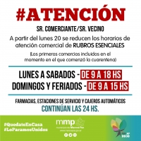 Horarios de atención RUBROS ESENCIALES