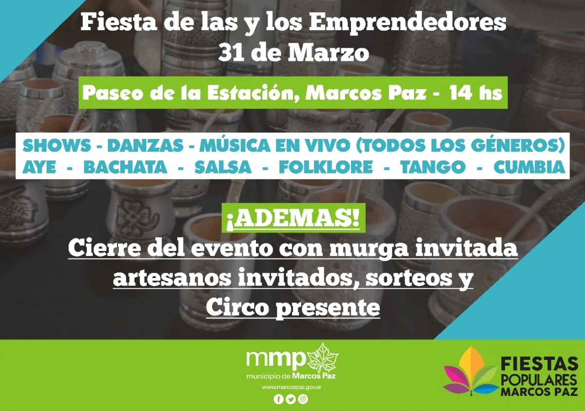 Domingo 31 de marzo, FIESTA DE LAS Y LOS EMPRENDEDORES