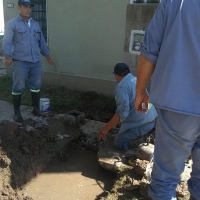 Reparación en el barrio Bicentenario