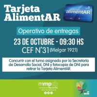 Entrega de Tarjeta AlimentAR a nuevos beneficiarios.