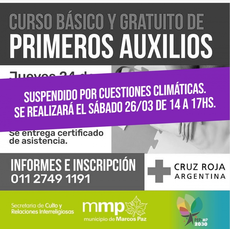 Reprogramación del Curso Básico y Gratuito de Primeros Auxilios