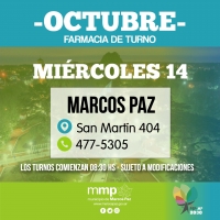 Farmacia de turno de hoy, 14/10