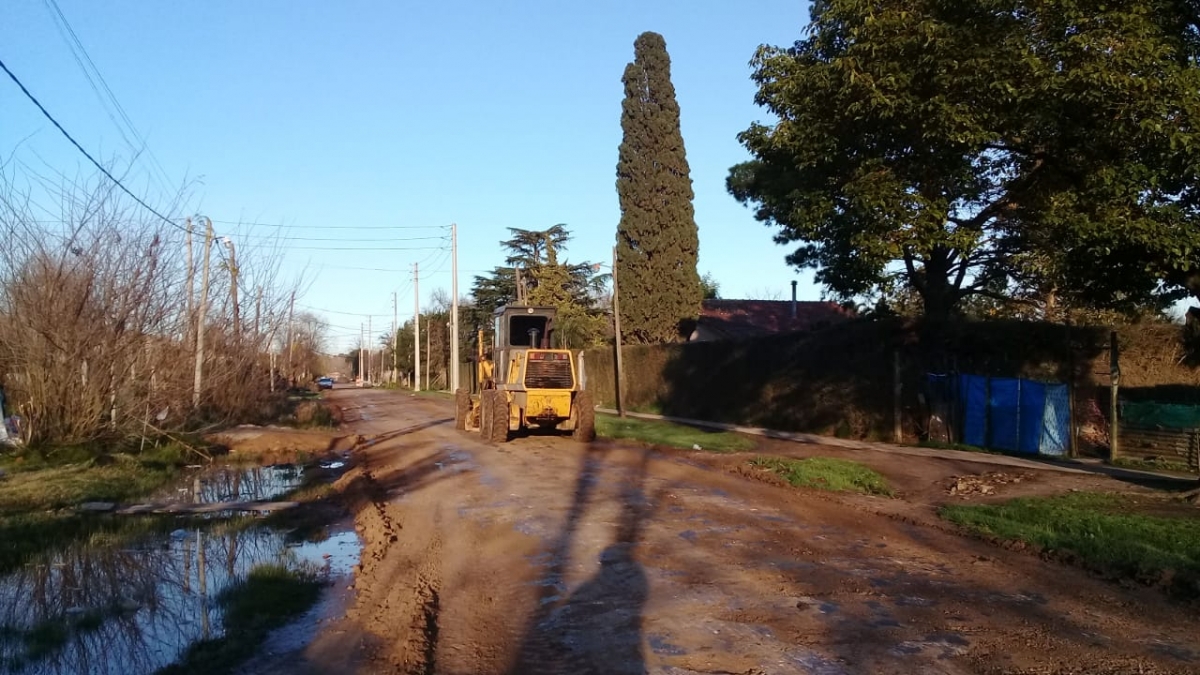 Preparado de la calle Montevideo para colocación de piedras