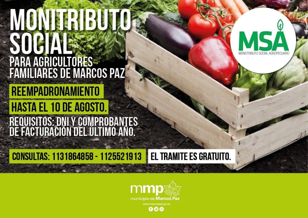 Reempadronamiento del Monotributo Social para Agricultores familiares