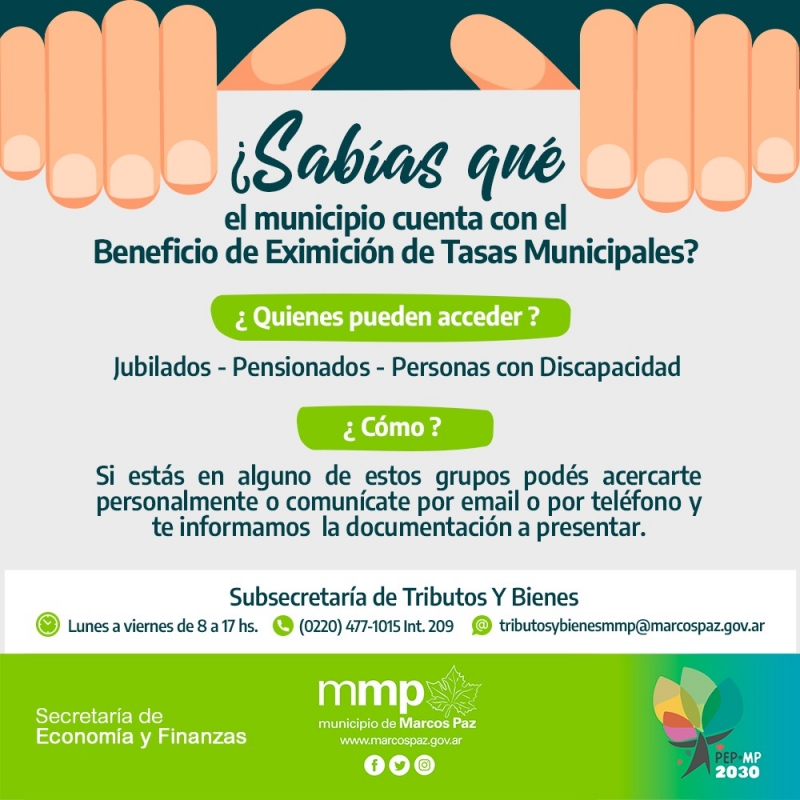 Beneficio de Eximición de Tasas Municipales