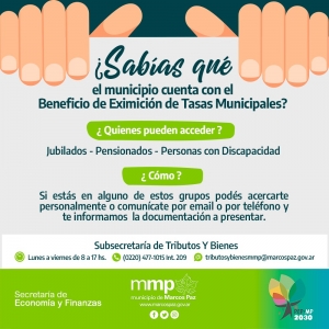 Beneficio de Eximición de Tasas Municipales