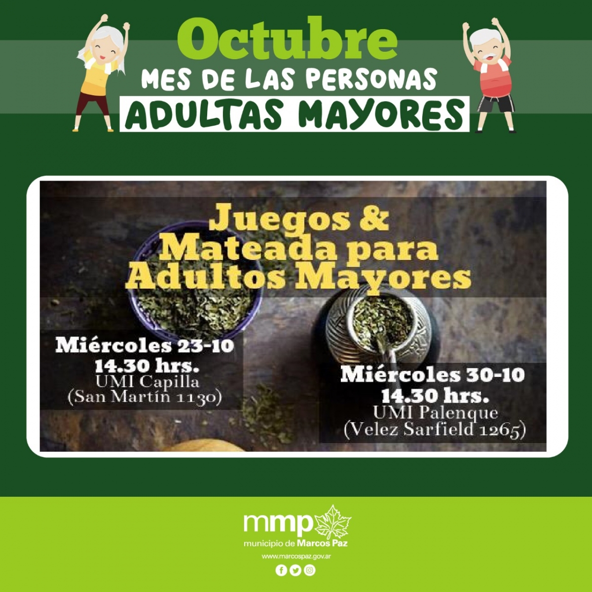 Dos jornadas de Juegos y Mateada para Adultos Mayores