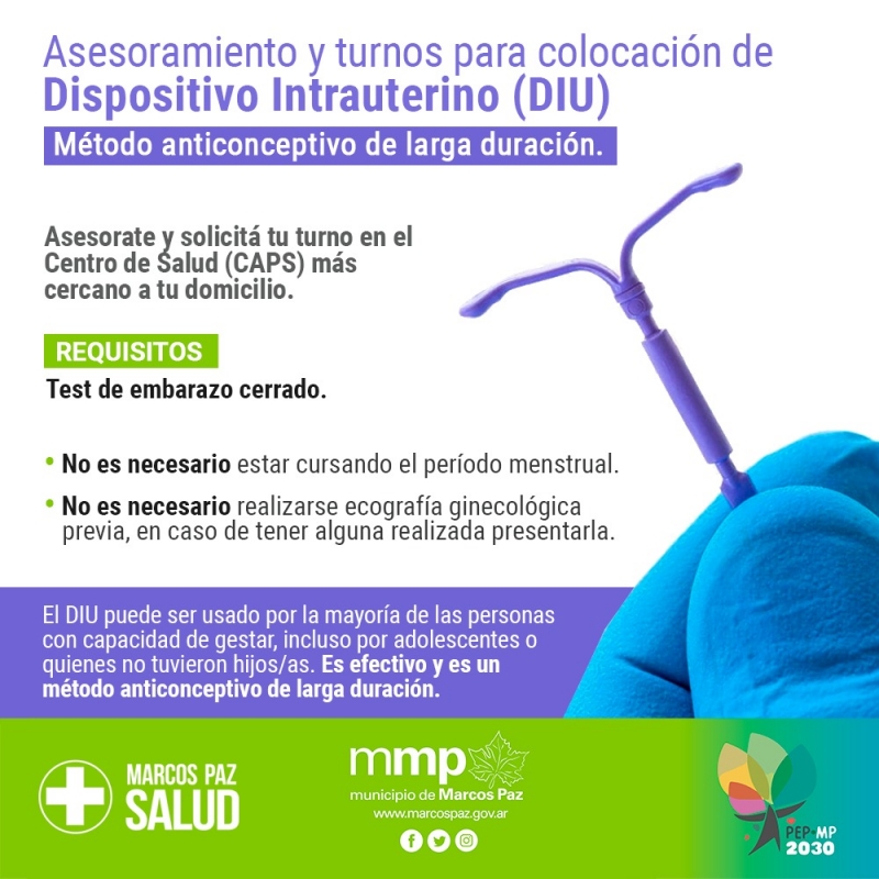 Colocación de Dispositivo Intrauterino (DIU)